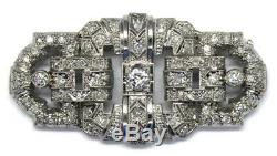 Antique Art Deco Cartier Platinum 2.5 cts Old Euro Diamonds Pin Brooch Signed