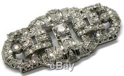 Antique Art Deco Cartier Platinum 2.5 cts Old Euro Diamonds Pin Brooch Signed
