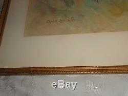 Antique Artist Signed Watercolor Roses Rose Floral Painting Old Estate