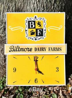 Antique BILTMORE DAIRY FARMS Advertising Clock Very Rare Old Advertising Sign