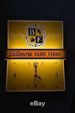 Antique BILTMORE DAIRY FARMS Advertising Clock Very Rare Old Advertising Sign