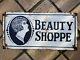 Antique Beauty Shop Sign Circa 1920 Enamel Old Vintage Hair Salon