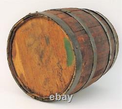 Antique Black Powder Barrel Keg Signed Providence Rhode Island Old Nails Wood
