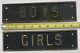 Antique Boys Girls Bathroom Cast Brass Architectural Salvage Signs Old Heavy