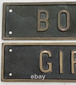 Antique Boys Girls Bathroom Cast Brass Architectural Salvage Signs OLD HEAVY