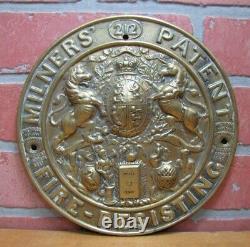 Antique Brass MILNERS PATENT FIRE-RESISTING SAFE Sign Plaque High Relief Ornate