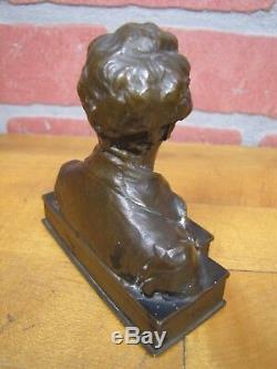 Antique Bronze Lord BYRON Small Decorative Art Bust signed H MULLER (1873-1937)