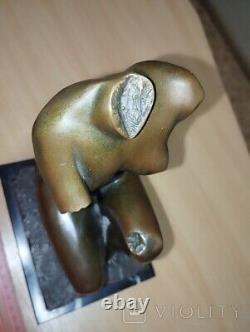 Antique Bronze Woman Statue Sculpture Figurine Lady Marble Sign Rare Old 20th