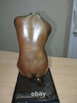 Antique Bronze Woman Statue Sculpture Figurine Lady Marble Sign Rare Old 20th