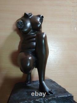 Antique Bronze Woman Statue Sculpture Figurine Lady Marble Sign Rare Old 20th