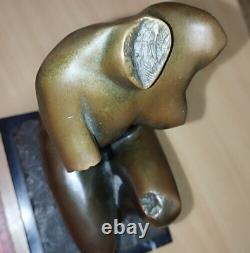 Antique Bronze Woman Statue Sculpture Figurine Lady Marble Sign Rare Old 20th