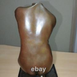 Antique Bronze Woman Statue Sculpture Figurine Lady Marble Sign Rare Old 20th