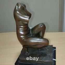 Antique Bronze Woman Statue Sculpture Figurine Lady Marble Sign Rare Old 20th