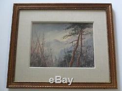 Antique Carl Oscar Borg Painting Mountain Top American Landscape Painting Old