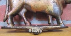Antique Cast Iron COW Figural Butcher Trade Sign Farm Gate Topper Orig Old Paint