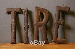 Antique Cast Iron TIRE Sign Original Heavy Letters Trade Sign 14 industrial old