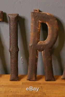 Antique Cast Iron TIRE Sign Original Heavy Letters Trade Sign 14 industrial old