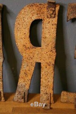 Antique Cast Iron TIRE Sign Original Heavy Letters Trade Sign 14 industrial old