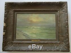 Antique Charles Albert Rogers Painting Early California Old Coastal Beach Sea