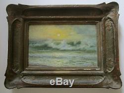 Antique Charles Albert Rogers Painting Early California Old Coastal Beach Sea