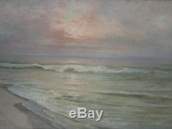 Antique Charles Albert Rogers Painting Early California Old Coastal Beach Sea