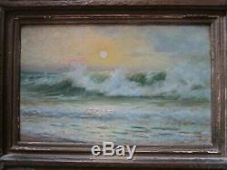 Antique Charles Albert Rogers Painting Early California Old Coastal Beach Sea