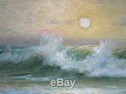 Antique Charles Albert Rogers Painting Early California Old Coastal Beach Sea