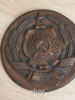 Antique Coat of Arms Emblem Ukrainian SSR Sign Star Plaque Patina Rare Old 20th
