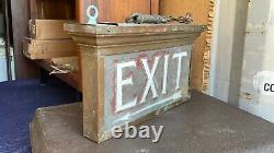 Antique Copper Exit Sign with White Letters Old Movie Theater