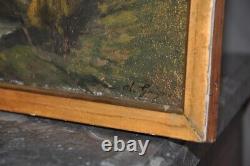 Antique Countryside View Painting Alexis Guigné Oil Panel Sign Rare Old 19th