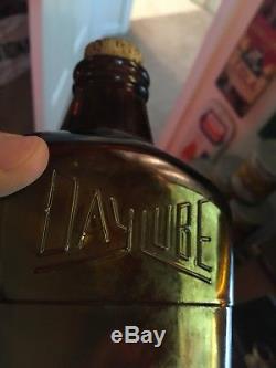 Antique Daylube Aviation Motor Oil Quart Bottle Old Vintage Glass Can Gas Sign