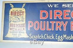 Antique Direct Poultry Feed Sign Advertising Graphic Attica NY Old Farm