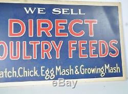 Antique Direct Poultry Feed Sign Advertising Graphic Attica NY Old Farm