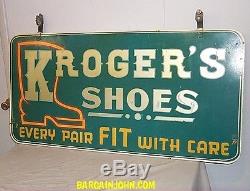 Antique Doube Sided Krogers Shoes Advertising Old Trade Sign
