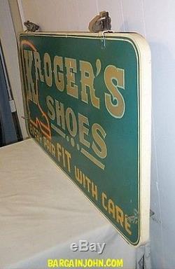 Antique Doube Sided Krogers Shoes Advertising Old Trade Sign