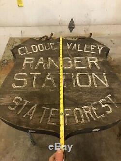 Antique Double Sided Wood Old Sign Cloquet Valley Ranger Station State Forest