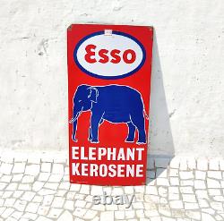 Antique ESSO Elephant Kerosene Advertising Enamel Sign Board Original Old EB542