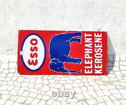 Antique ESSO Elephant Kerosene Advertising Enamel Sign Board Original Old EB542