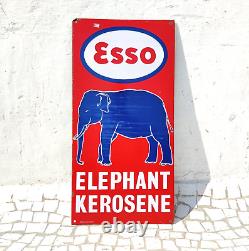 Antique ESSO Elephant Kerosene Advertising Enamel Sign Original Old Rare EB460