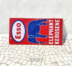 Antique ESSO Elephant Kerosene Advertising Enamel Sign Original Old Rare EB460