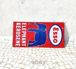 Antique ESSO Elephant Kerosene Advertising Enamel Sign Original Old Rare EB460