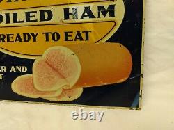 Antique Early Armour's Boiled Ham Country Store Tin Advertising Sign Litho Old