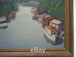 Antique Early Impressionism Painting Old Chicago River Colony Exhibited Whyte