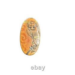 Antique Edo Period Signed Fuchi Kashira Set with Old Man & Sword