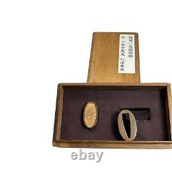 Antique Edo Period Signed Fuchi Kashira Set with Old Man & Sword