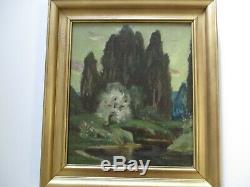 Antique Eliot Candee Clark Painting Rare Impressionism American Landscape Old