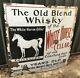 Antique Enamel White Horse Scotch Whisky Cellar Sign Over 100 Years Old