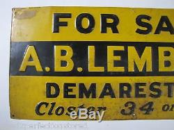 Antique FOR SALE A. B. LEMBECK Demarest NJ Embossed Metal Sign old real estate ad