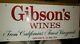 Antique Gibson Wines Metal Display Sign Advertising Man Cave/bar Decor Old Rare