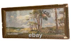 Antique Geo Francois Landscape Oil On Canvas Painting Signed Art Rare Old 20th
